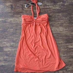Burnt Orange Halter Dress